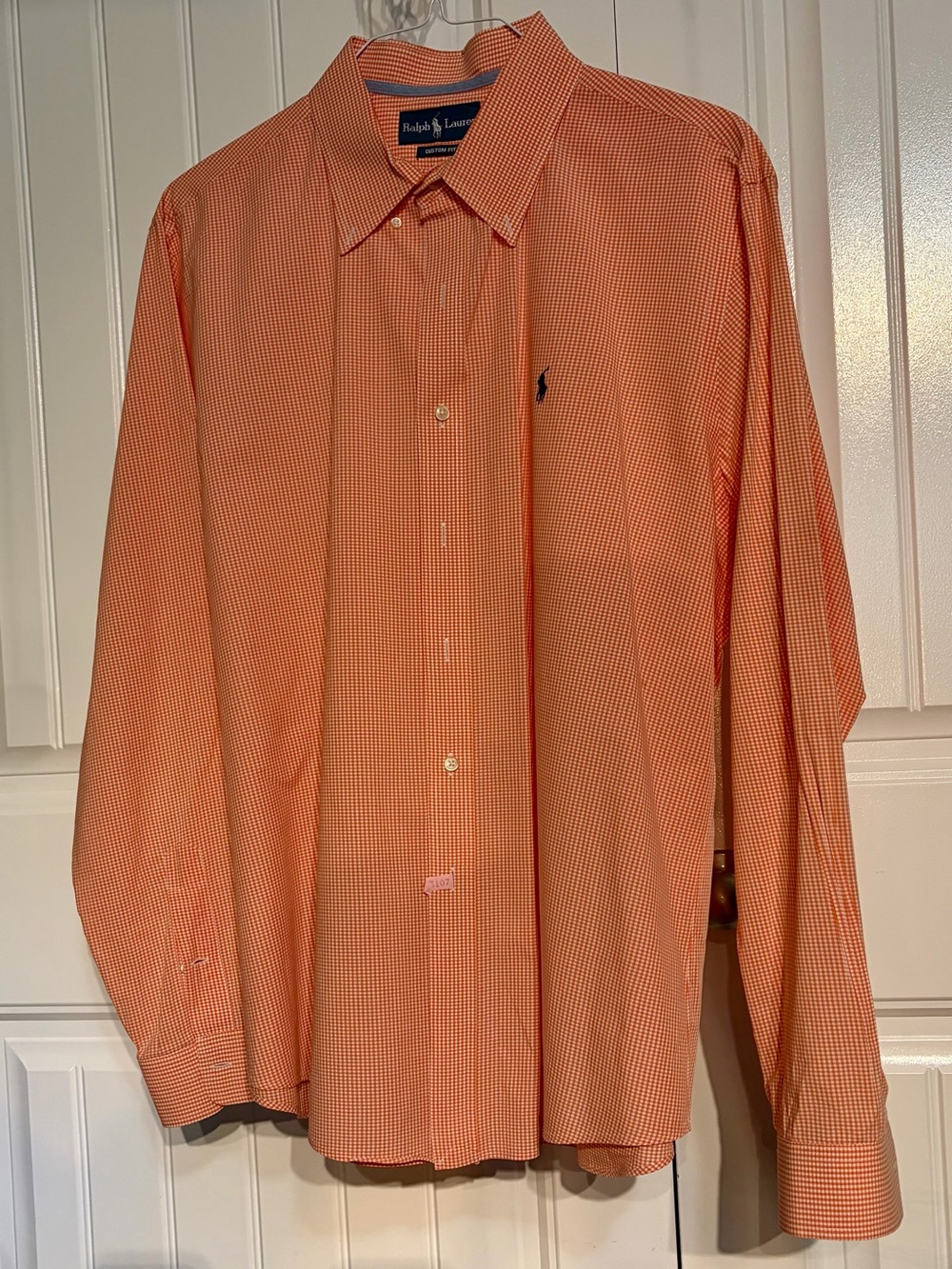 Ralph Lauren Orange Micro-Check Button-Down Dress Shirt